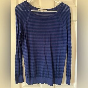 ann taylor LOFT women’s blue lightweight long sleeve two toned striped shirt